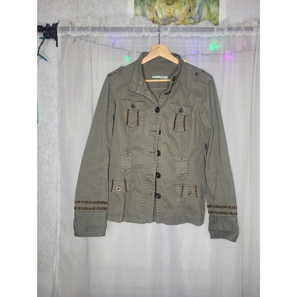 Maurices Jackets & Blazers - Maurices Cotton safari jacket with embroidered details womens large olive green